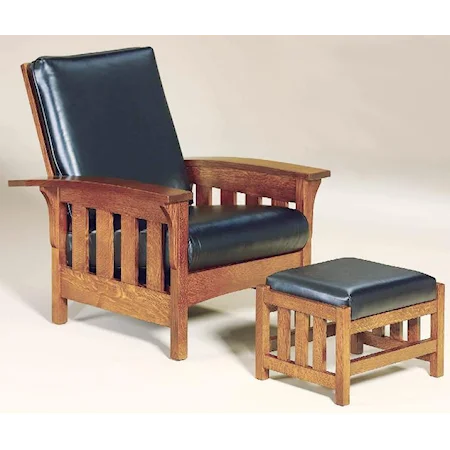 Mission-Style Bow Arm Chair and Ottoman Set